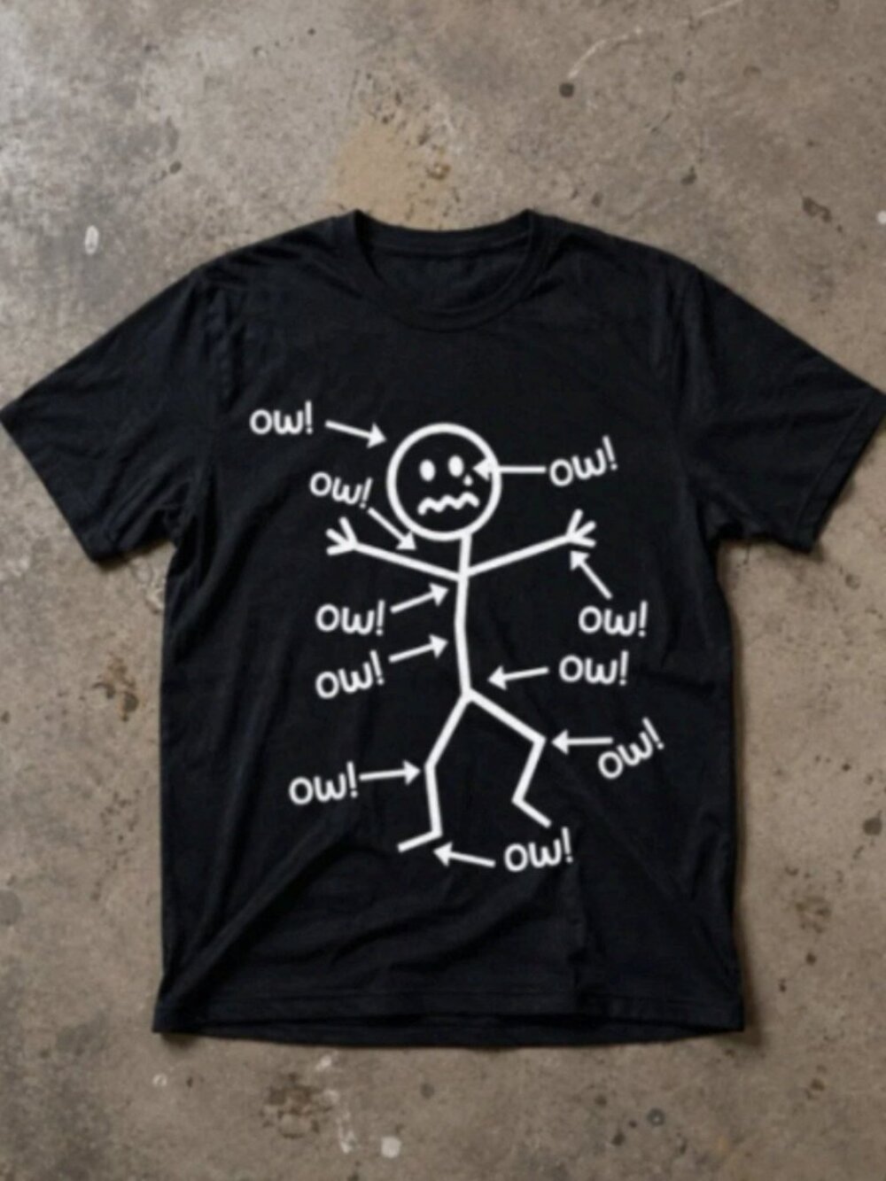 Funny Chronic Pain Stick Figure Meme Graphic Tee Black Humor Shirt